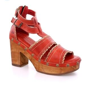 Women's Red Leather Sandals